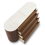 Дизайнерский комод овальной формы с белой столешницей и 4-мя ящиками Gioli варинант исполнения - 1 | Loft Concept в Перми