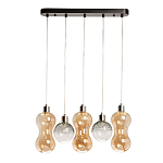 Люстра с 3-мя плафонами волнообразной формы цвета янтарь и 2-мя прозрачными шарообразными плафонами Lucid Rain  варинант исполнения - 2 | Loft Concept в Перми