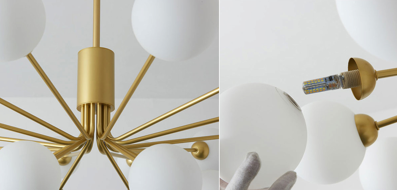Люстра Berries Chandelier White Balloons Gold 18 Люстра Berries Chandelier White Balloons Gold 18 - Loft-Concept в Перми