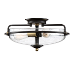 Потолочный светильник со стеклянным плафоном на изогнутых кронштейнах Quoizel  варинант исполнения - 4 | Loft Concept в Перми