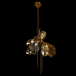 Люстра подвесная со стеклянными плафонами из дымчатого и золотистого с тремя вертикальными подвесками Gilded Mirage  варинант исполнения - 6 | Loft Concept в Перми