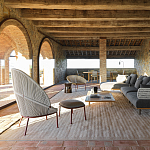 Дизайнерский кофейный стол из дерева с керамической столешницей уличный SWAY Coffee Table варинант исполнения - 9 | Loft Concept в Перми