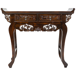 Консоль деревянная в Китайском стиле с 2-мя ящиками Chinese Dragon Console