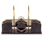 Настольный письменный набор из бежевого мрамора с часами Marble Accessory варинант исполнения - 3 | Loft Concept в Перми