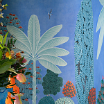 Обои ручная роспись Malwa Special Colourway on blue painted Xuan paper варинант исполнения - 2 | Loft Concept в Перми