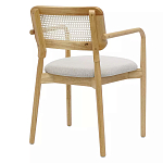 Стул обеденный с мягким сиденьем и спинкой из плетеного ротанга Wood and Textile Chair варинант исполнения - 3 | Loft Concept в Перми