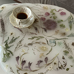 Журнальный стол из эпоксидной смолы с цветами White Flowers Epoxy Resin Coffee Table варинант исполнения - 4 | Loft Concept в Перми