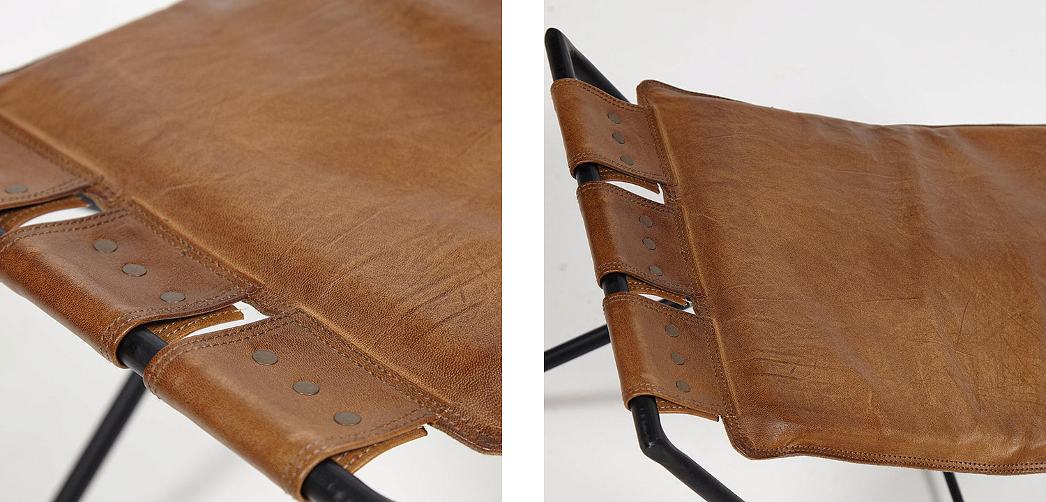 Табурет из кожи буйвола Industrial leather folding stool Табурет из кожи буйвола Industrial leather folding stool - Loft-Concept в Перми