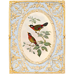 Декоративный постер с изображением птиц в раме с рельефным растительным узором Blooming Birds Poster варинант исполнения - 7 | Loft Concept в Перми