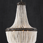 Люстра каплевидной формы декорированная нитями стеклянных бусин молочного цвета Bead threads варинант исполнения - 2 | Loft Concept в Перми
