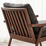 Кресло c каркасом из массива дерева и мягкой кожаной обивкой Walnut Armchair варинант исполнения - 9 | Loft Concept в Перми