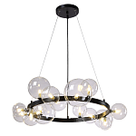 Люстра круглая подвесная с 15-ю прозрачными шарообразными плафонами из стекла Iona chandelier варинант исполнения - 8 | Loft Concept в Перми