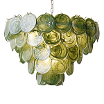 Люстра из зеленых стеклянных дисков с перламутровым эффектом Green Glowing Glaze варинант исполнения - 6 | Loft Concept в Перми
