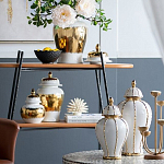 Ваза с золотыми полосами на белом фоне Chinoiserie Ceramics варинант исполнения - 4 | Loft Concept в Перми