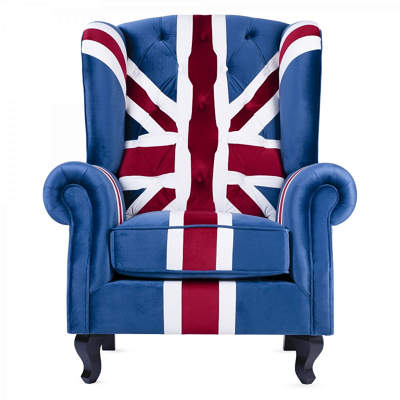 Кресло Armchair Union Jack velvet Белый Синий Красный Кресло Armchair Union Jack velvet Белый Синий Красный в Перми | Loft Concept