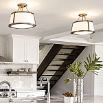 Потолочный светильник со светлым текстильным абажуром Hinkley варинант исполнения - 10 | Loft Concept в Перми