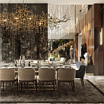 Подвесная люстра в виде ветвей деревьев золотого цвета с прозрачными подвесками-каплями 10 и 14 ламп Droplet Chandelier варинант исполнения - 7 | Loft Concept в Перми