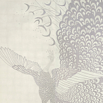 Обои ручная роспись в стиле Арт-деко Whistler Peacocks Special Colourway on 12 Carat White Gold gilded silk варинант исполнения - 2 | Loft Concept в Перми
