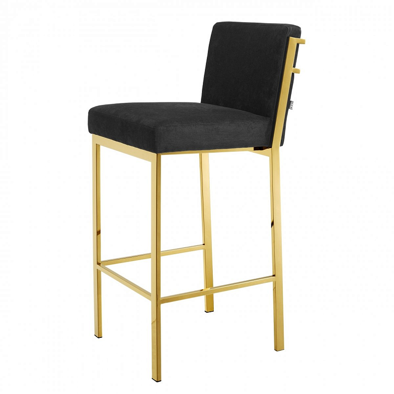 Барный стул Eichholtz Bar Stool Scott Gold Черный Глянцевое золото в Перми | Loft Concept 