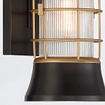 Настенный фонарь цилиндрической формы с рифленым стеклом в золотом каркасе на черном прямоугольном основании Eurofase варинант исполнения - 14 | Loft Concept в Перми