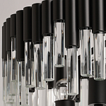 Люстра круглая из матового черного металла с подвесками из прозрачных стеклянных трубок Noir Tubes варинант исполнения - 7 | Loft Concept в Перми