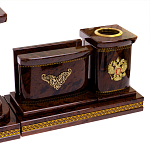 Настольный письменный набор с часами и визитницами из природного камня обсидиана Royal Present варинант исполнения - 3 | Loft Concept в Перми