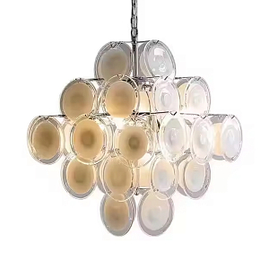 Люстра с каскадом из круглых декоративных элементов White Clear Glass Chandelier