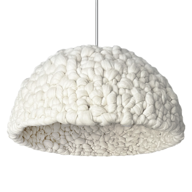 Вязаный подвесной светильник из шерсти Dome Wool Lamp Белый Вязаный подвесной светильник из шерсти Dome Wool Lamp Белый в Перми | Loft Concept