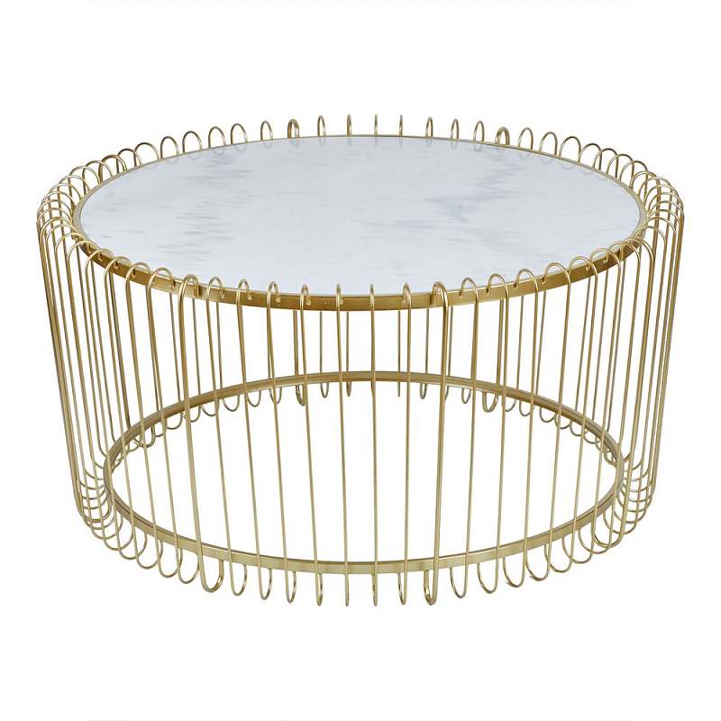 Журнальный столик с столешницей из мрамора на металлическом основании Table Vertical Planes Белый Золотой в Перми | Loft Concept 