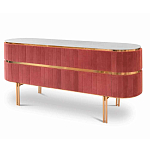 Дизайнерский комод овальный с розовой бархатной обивкой Edith варинант исполнения - 1 | Loft Concept в Перми