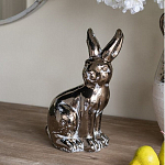 Статуэтка заяц из текстурированной терракоты и покрытый глянцевой краской под бронзу Rabbit Charm  варинант исполнения - 5 | Loft Concept в Перми