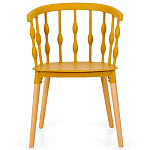 Пластиковый стул на ножках из массива бука Ferret Spiral Mustard варинант исполнения - 2 | Loft Concept в Перми