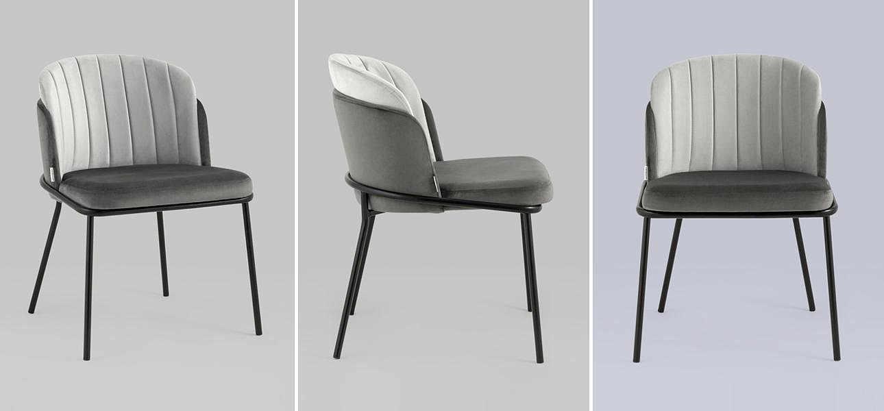 Стул Penelope Chair Серый велюр Металлические Ножки Стул Penelope Chair Серый велюр Металлические Ножки - Loft-Concept в Перми