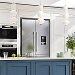 Подвесной светильник белого цвета с тремя геометрическими плафонами Alora Mood варинант исполнения - 12 | Loft Concept в Перми