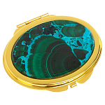 Зеркало карманное складное овальное из натурального камня Малахит с Хризоколлой Gold Stone Mirrors варинант исполнения - 1 | Loft Concept в Перми