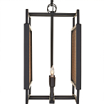 Люстра прямоугольной формы с чёрным каркасом и вставкой из плетеного материала Cage for Light варинант исполнения - 3 | Loft Concept в Перми