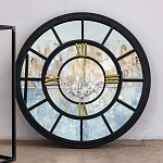 Зеркало настенное в чёрной металлической раме в виде часов Mirror Tower Clock варинант исполнения - 3 | Loft Concept в Перми