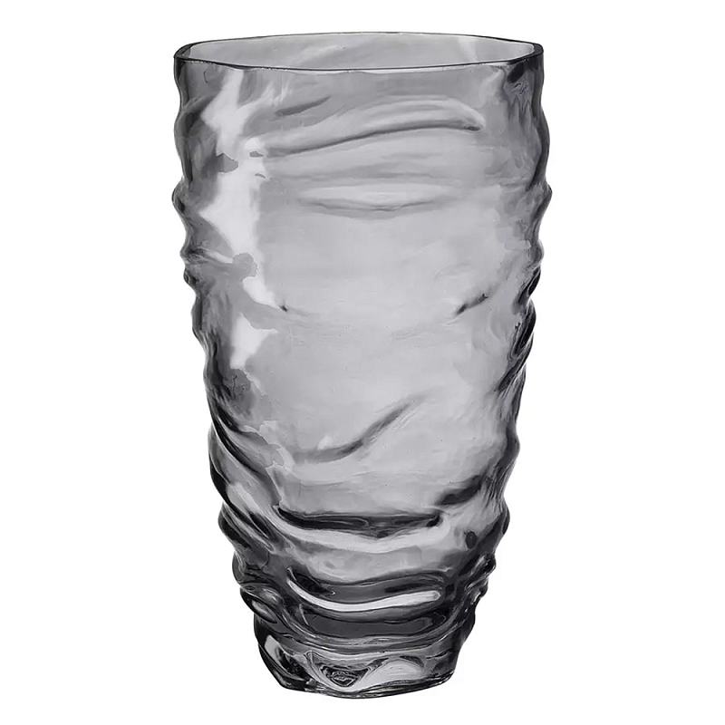 Ваза стеклянная фактурная Crumpled Vase 25,3 см Серый Ваза стеклянная фактурная Crumpled Vase 25,3 см Серый в Перми | Loft Concept