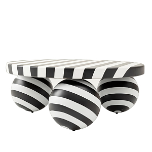 Дизайнерский журнальный стол круглый в чёрно-белую полоску Mypel