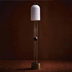 Торшер с белым фактурным абажуром и декором из черных сфер Echoes of Light варинант исполнения - 1 | Loft Concept в Перми