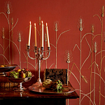 Обои с вышивкой ручной работы Ceres Original colourway on wool sateen варинант исполнения - 1 | Loft Concept в Перми