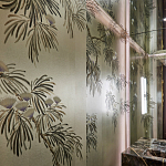 Обои ручная роспись Silk Tree Original colourway on White Metal gilded paper варинант исполнения - 2 | Loft Concept в Перми