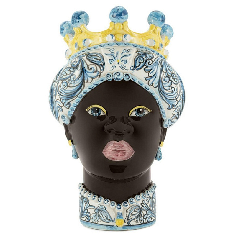 Ваза Vase Moro Lady Ornate Light Blue Черный Голубой Ваза Vase Moro Lady Ornate Light Blue Черный Голубой в Перми | Loft Concept