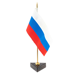 Флагшток настольный с флагом России из камня обсидиан Stone Flagpole варинант исполнения - 2 | Loft Concept в Перми