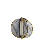 Подвесной светильник с круглым плафоном из искусственного алебастра в бронзовой оправе Marbella варинант исполнения - 1 | Loft Concept в Перми