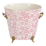 Кашпо из белого фарфора с розовым цветочным орнаментом Eden Garden варинант исполнения - 1 | Loft Concept в Перми