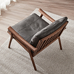 Кресло c каркасом из массива дерева и мягкой кожаной обивкой Walnut Armchair варинант исполнения - 3 | Loft Concept в Перми