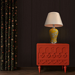 Настольная лампа желтая с изображением белых птиц Flight Among Acacia варинант исполнения - 5 | Loft Concept в Перми