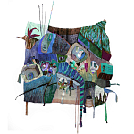 Панно гобелен яркие Пространство-Время TimeSpace Blue варинант исполнения - 2 | Loft Concept в Перми