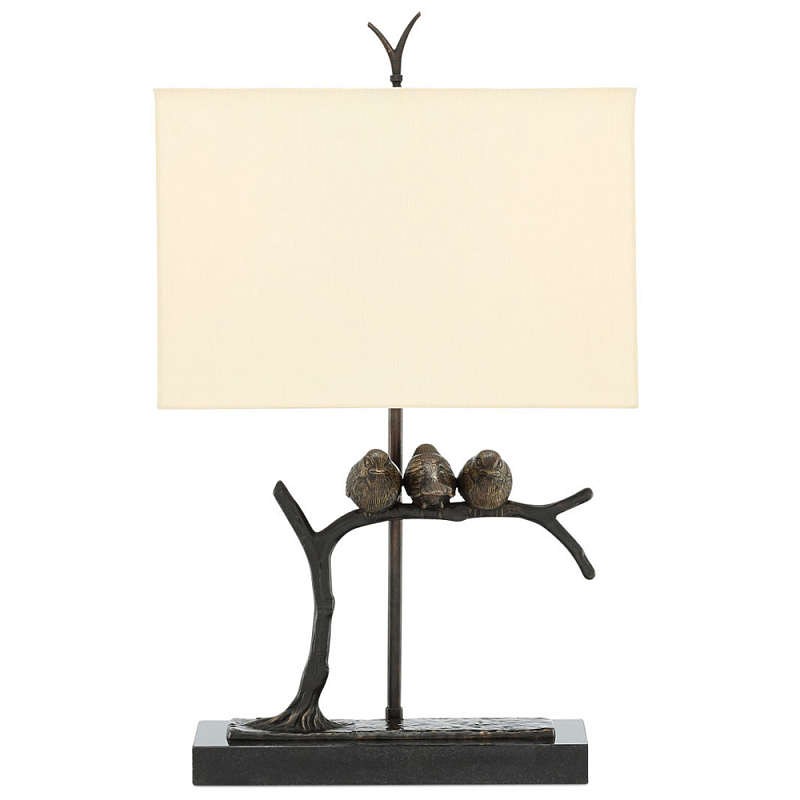 Настольная лампа Птицы на изогнутой ветке Lamp Tit Бронза Черный Бежевый Настольная лампа Птицы на изогнутой ветке Lamp Tit Бронза Черный Бежевый в Перми | Loft Concept